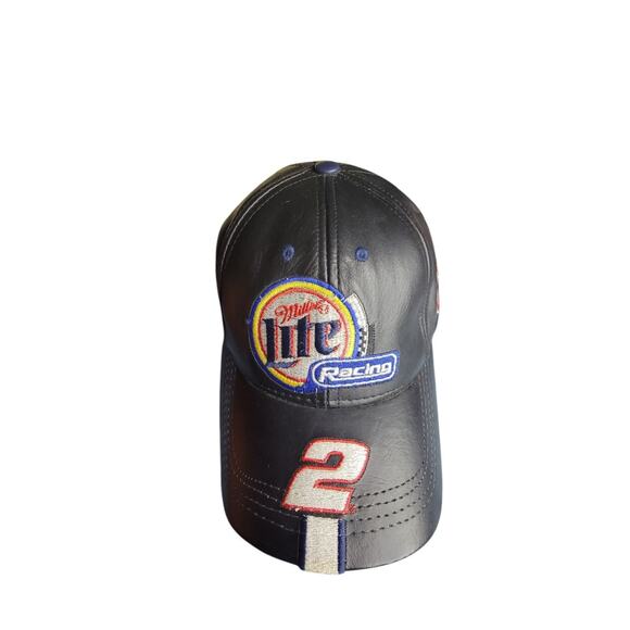 Vintage Nascar Miller Lite Rusty Wallace 2 Racing Hat Leather - Picture 2 of 4